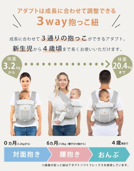 画像12: 【限定販売】ErgobabyCarrier エルゴ アダプト ソフトタッチ SG/パールグレー【エルゴベビー ADAPT SoftTouch】 (12)