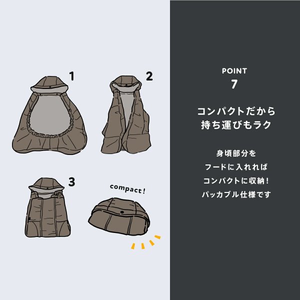 画像7: 【2025年モデル】WILD THINGS × BabyHopper(ワイルドシングス×ベビーホッパー) モンスターパーカー防寒ケープ / チャコール (7)