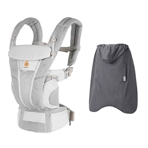 画像1: ErgoBabyCarrier オムニ ブリーズ パールグレー オールシーズン2点セット（オムニ ブリーズ+オールウェザーダウン3WAY防寒ケープ / グレー） (1)