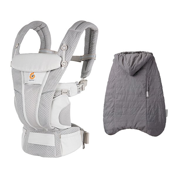 画像1: ErgoBabyCarrier オムニ ブリーズ パールグレー あったか防寒2点セット（オムニ ブリーズ+マルチプル防寒ケープ / グレー） (1)