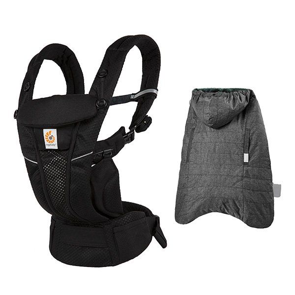 画像1: ErgoBabyCarrier オムニ ブリーズ オニキスブラック あったか防寒2点セット（オムニ ブリーズ+マルチプル防寒ケープ / ブラック） (1)