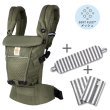 画像1: ErgoBabyCarrier アダプト ソフトフレックス SG オリーブグリーン  専用カバー付き3点セット（本体SG＋専用カバー＋よだれパッド/ブラックストライプ） (1)