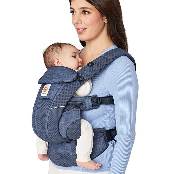 画像11: ErgoBabyCarrier オムニ ブリーズ ヘザードデニムブルー 専用カバー付き3点セット（本体SG＋専用カバー＋よだれパッド／ブラックストライプ） (11)