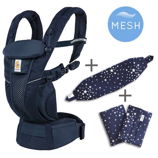 ErgoBabyCarrier オムニ ブリーズ ミッドナイトブルー 専用カバー付き3点セット（本体SG＋専用カバー＋よだれパッド／スターダストダークネイビー）