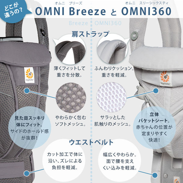 ErgoBabyCarrier オムニ ブリーズ SG パールグレー【エルゴベビー最新シリーズ OMNI Breeze】