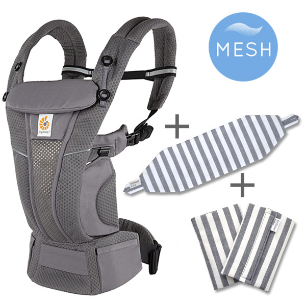 ErgoBabyCarrier OMNI breeze オムニ ブリーズ SG グラファイトグレー／ブラックストライプ専用カバー付き3点セット