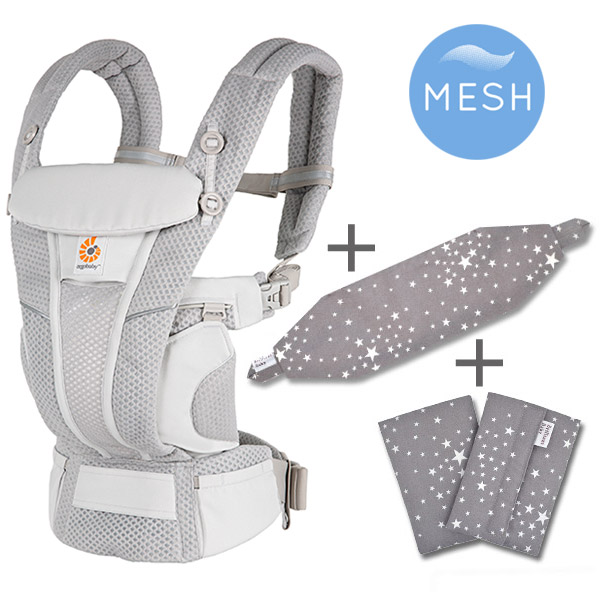 ErgoBabyCarrier オムニ ブリーズ パールグレー 専用カバー付き3点セット（本体SG＋専用カバー＋よだれパッド／スターダストグレー）