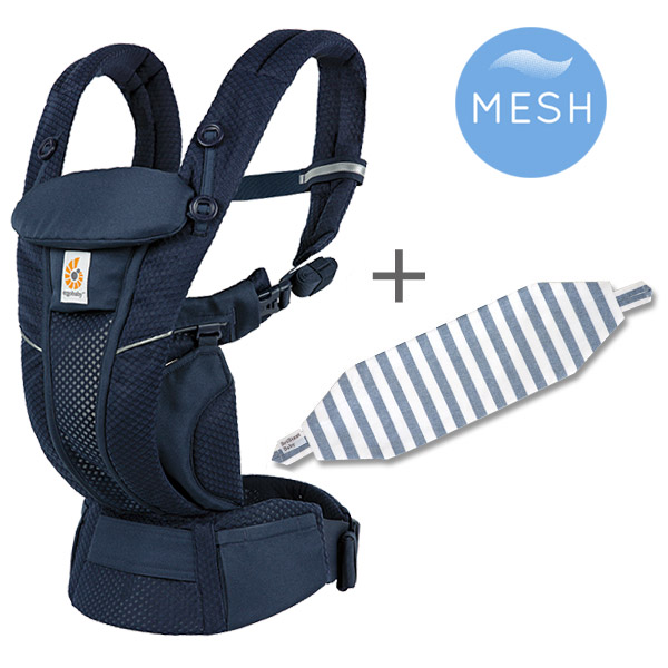 ErgoBabyCarrier オムニ ブリーズ ミッドナイトブルー 専用カバーセット（本体SG＋専用カバー／ネイビーストライプ）