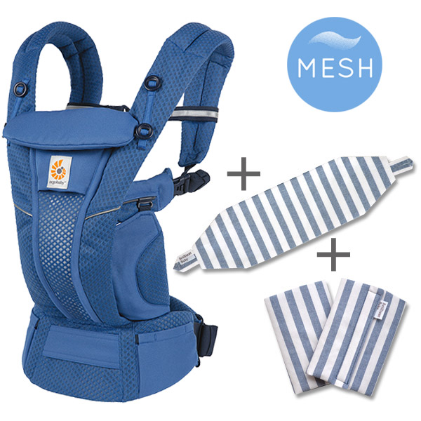 ErgoBabyCarrier OMNI breeze オムニ ブリーズ SG サファイアブルー／ネイビーストライプ 専用カバー付き3点セット