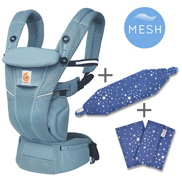 ErgoBabyCarrier オムニ ブリーズ スレートブルー 専用カバー付き3点セット（本体SG＋専用カバー＋よだれパッド／スターダストネイビー）