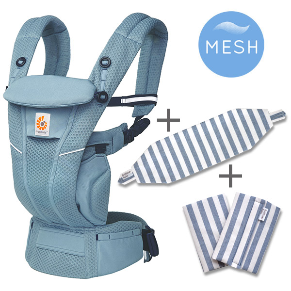 ErgoBabyCarrier OMNI breeze オムニ ブリーズ SG スレートブルー／ネイビーストライプ 専用カバー付き3点セット